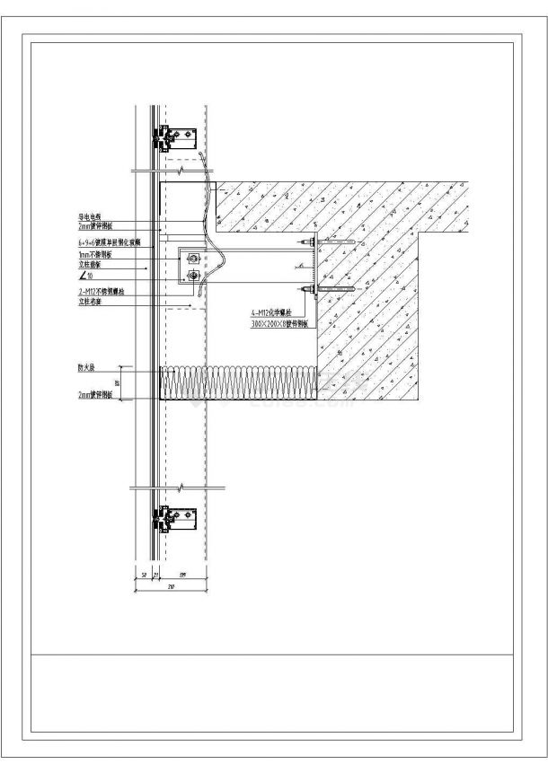 某玻璃幕墙节点图cad构造详细平面图纸