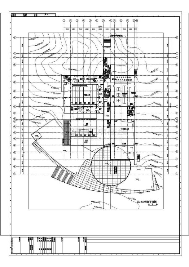 某28000平方米陶瓷博物馆建筑cad平面初步设计平面图