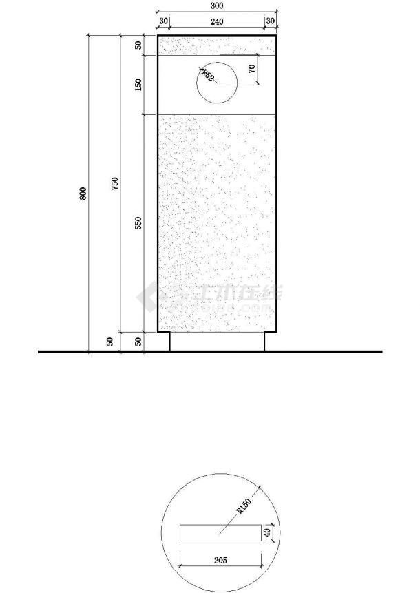 本资料为:垃圾筒详图,图纸内容包括:广告牌立面图,广告牌平面图等