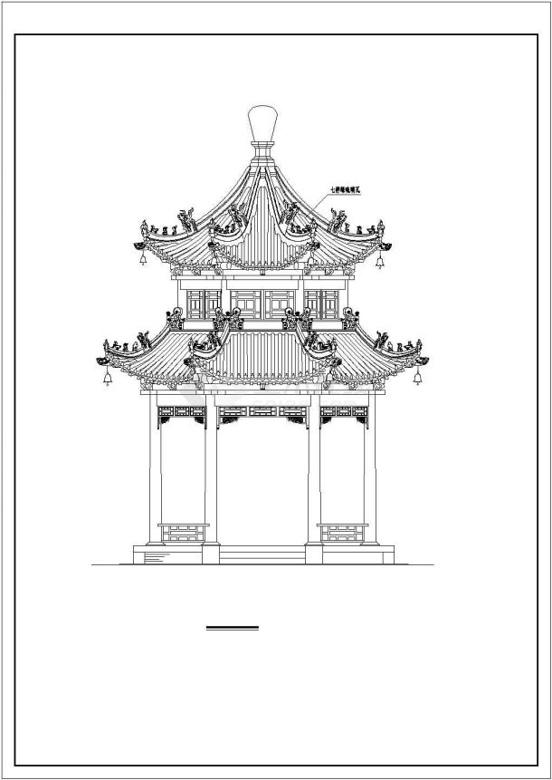 某精致重檐六角亭施工设计cad套图