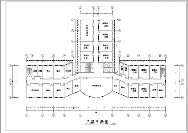 武汉音乐学院5000平米4层框架结构行政办公楼建筑设计cad图纸
