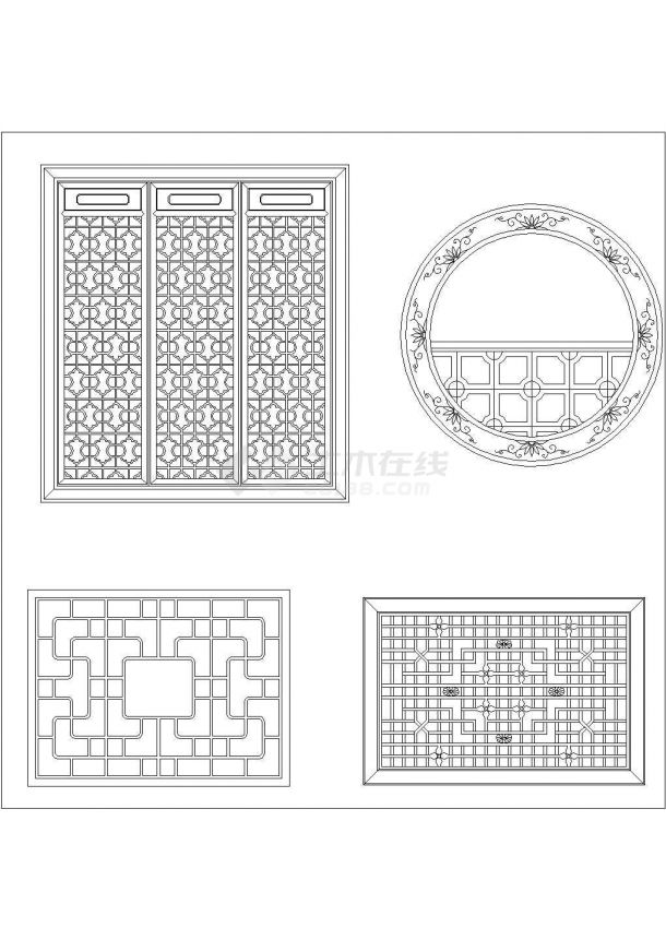中国传统古建筑元素之门窗设计cad素材图例集合(甲级院设计)