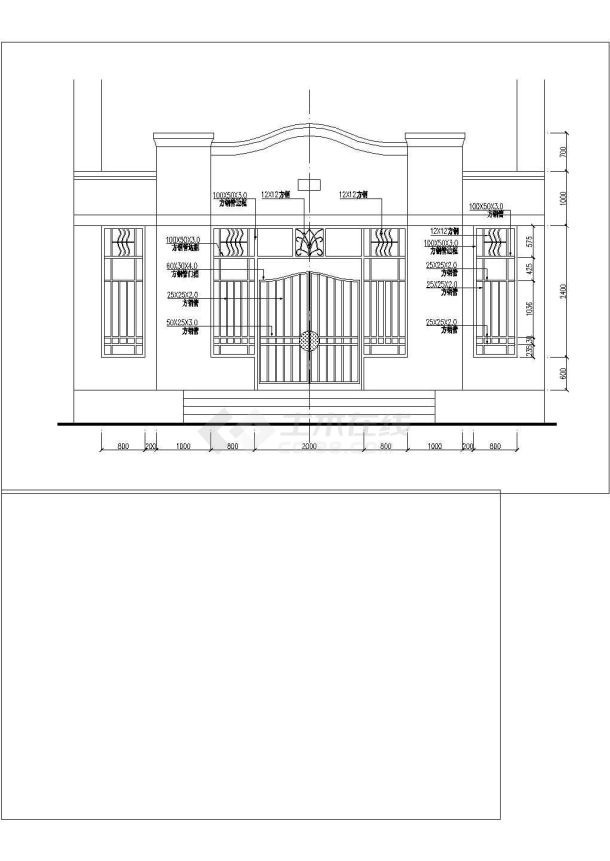 某大门建筑装修详细施工设计方案cad图纸