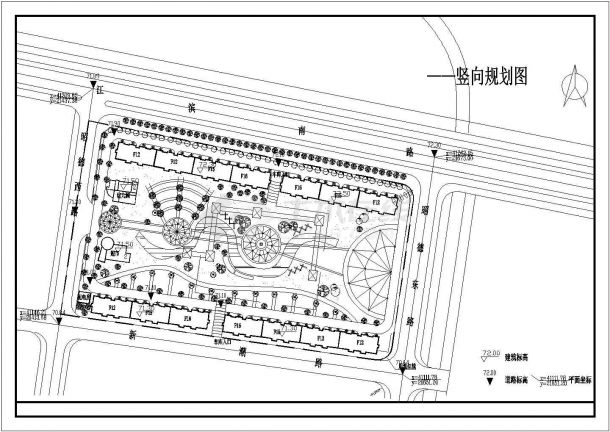 某现代高档住宅小区入口广场景观绿化规划设计cad总平面施工图(含经济