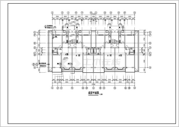 2100平米左右6层砖混结构住宅楼建筑设计cad图纸1层4户