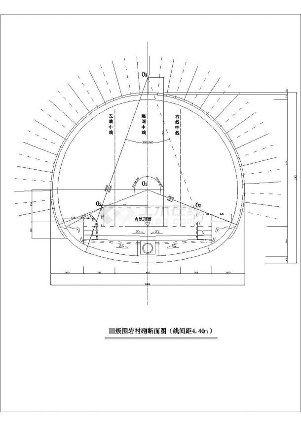 某隧道衬砌设计cad全套图纸