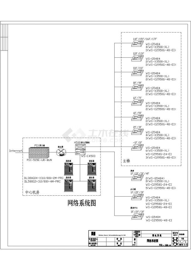 某酒店综合布线电气cad设计施工图