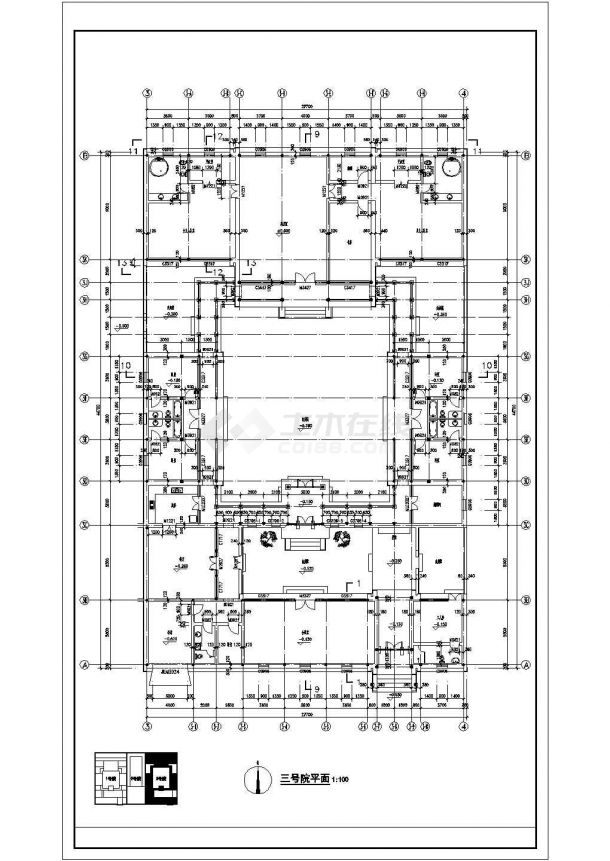 一本工程为北京四合院全套施工cad图和效果图片,包含:一号院照明平面