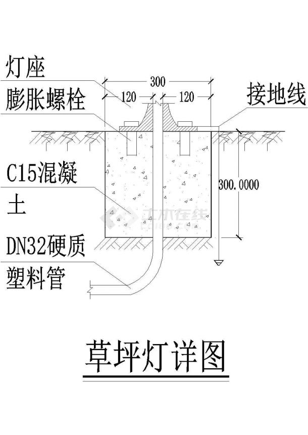 草坪灯详图平立剖面cad布置图