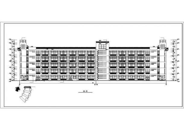 五层框架结构教学楼建筑cad设计图纸,其中包含:各层平面图,屋顶平面图