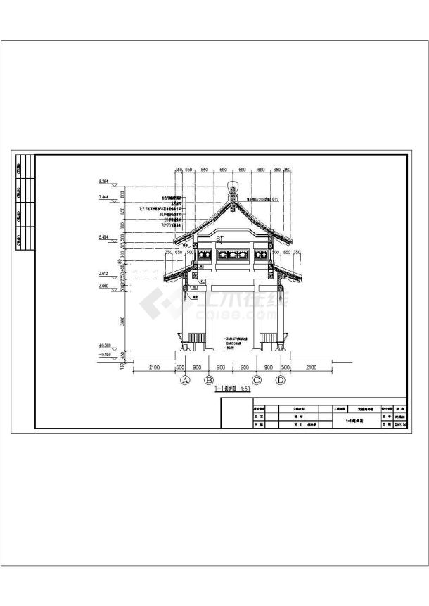 古建筑圆亭施工图非常标准cad图纸设计