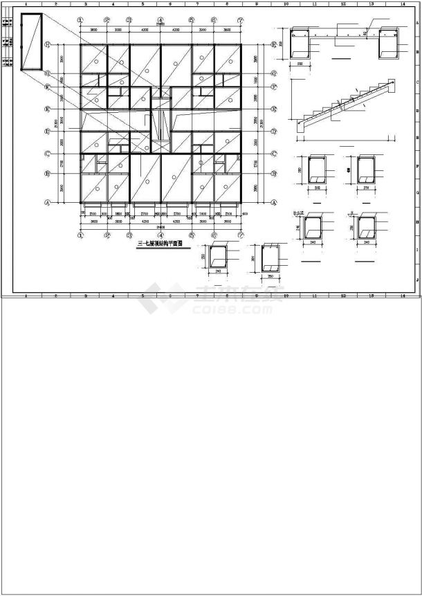 某底框砖混结构住宅cad施工结构设计图