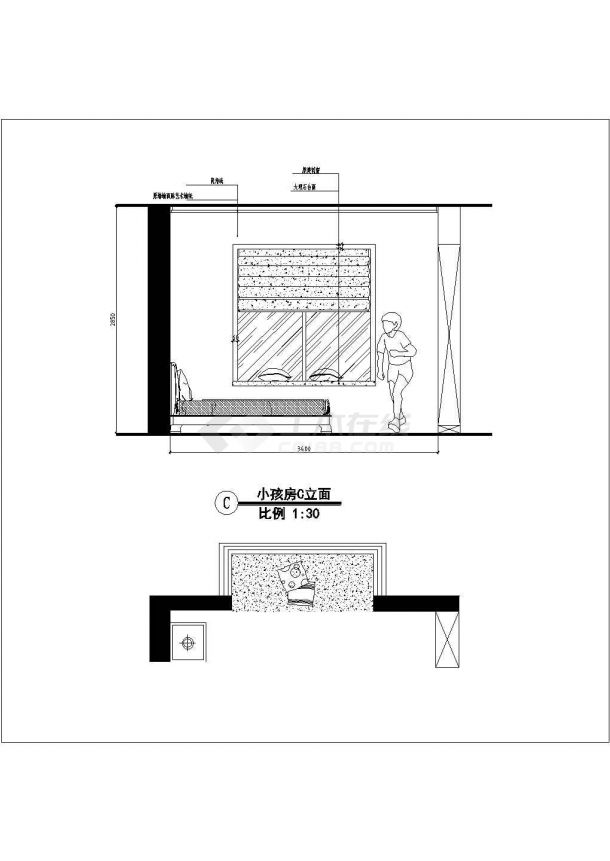 某书架衣柜cad完整平面设计立面图