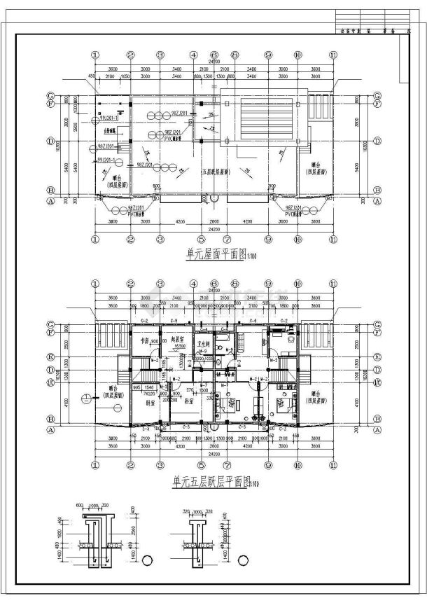 某底商多层框架结构住宅楼建筑设计cad施工图纸