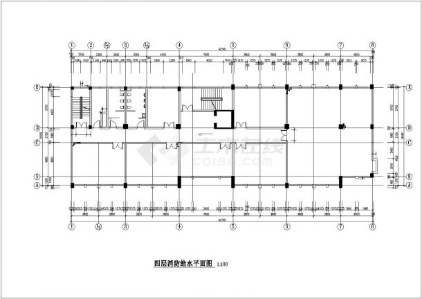 多层办公楼施工图消防cad图纸