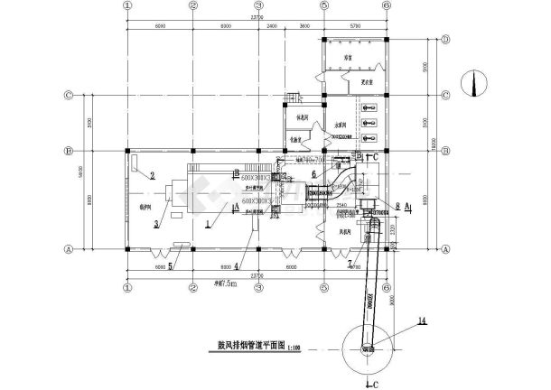 某区市大型锅炉房基础cad平面布置参考图