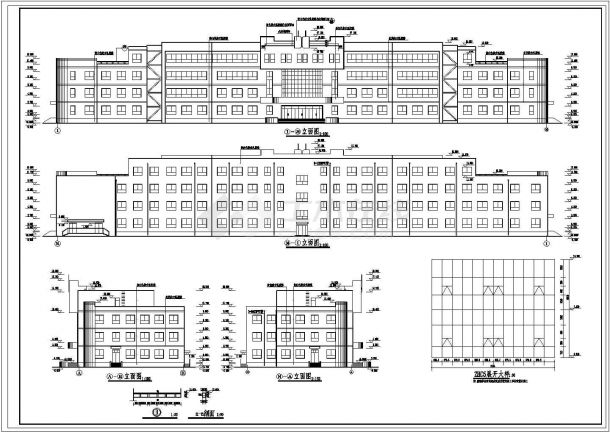 成都某学校6220平米局部4层钢混框架结构教学楼建筑设计cad图纸