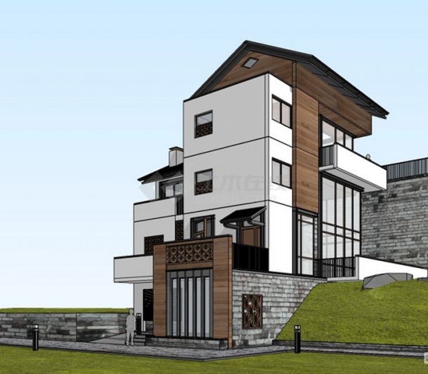 新型现代山地叠拼小型别墅建筑建设图纸