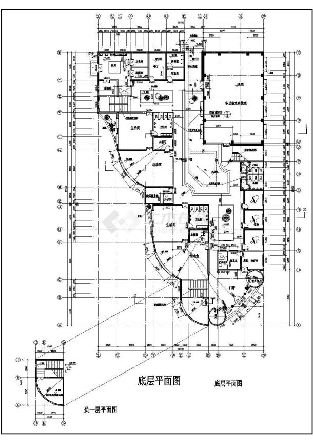 本资料为某地3层小区幼儿园建筑设计cad施工图,图纸包括:底层平面图