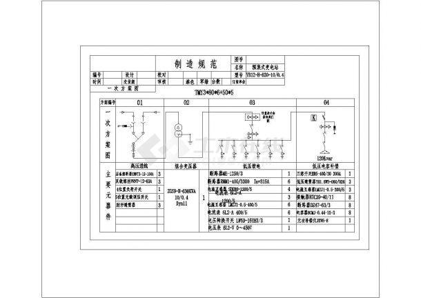 630kva美式箱变方案cad图纸设计