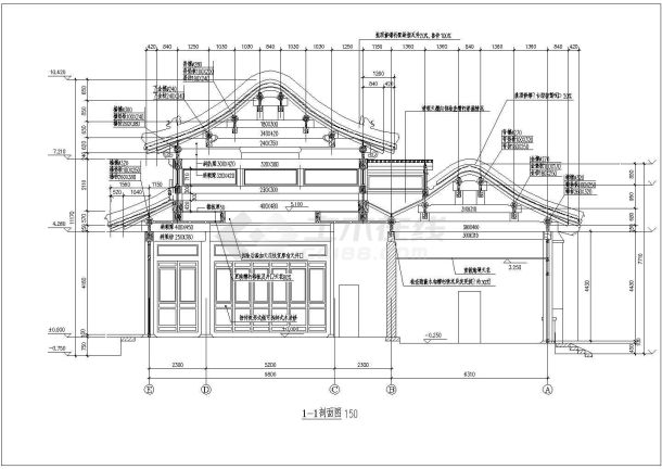 某地戏楼仿古建筑cad施工图纸