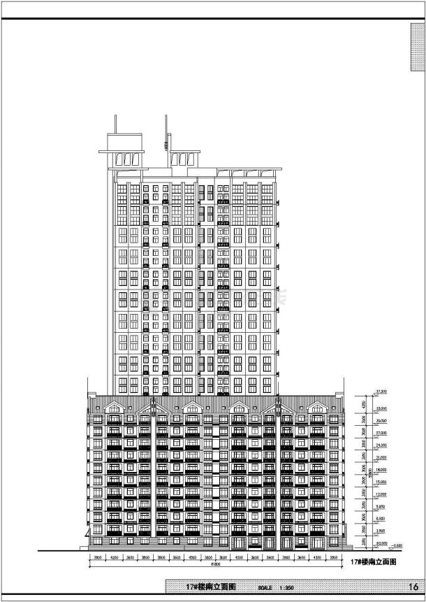 百盛园单体高层剪力墙结构住宅楼设计cad全套建筑施工