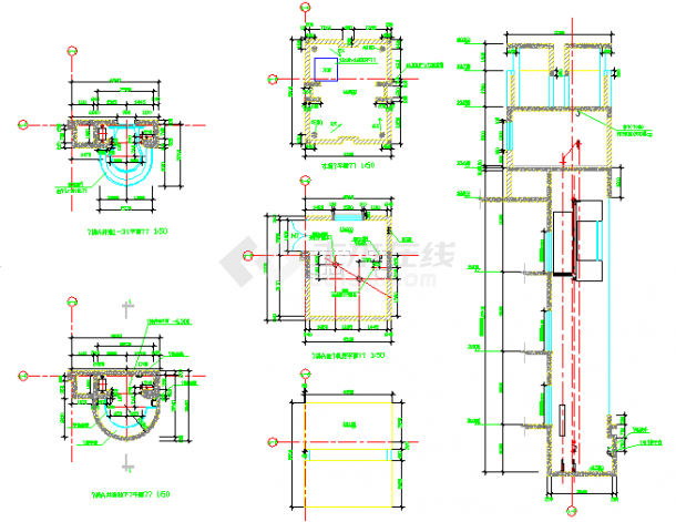 观光电梯详图,内容包括:各方位的平面图 ,立面图和设计说明等,设计