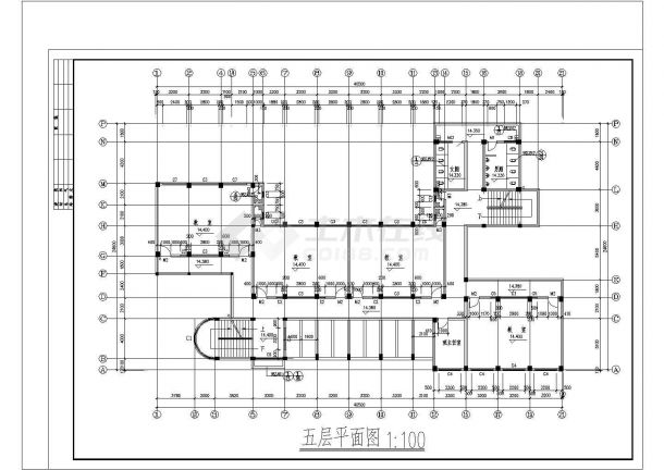图纸-图一本资料为:某中学高中教学楼建筑施工图,包括五层平面图 ,三