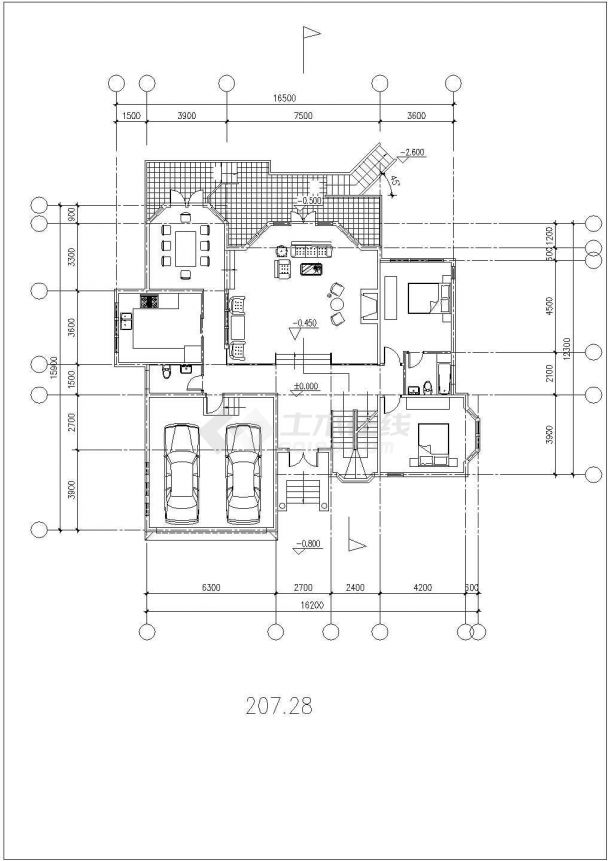 贵阳市某休闲山庄400平米双层砖混结构独栋别墅建筑设计cad图纸