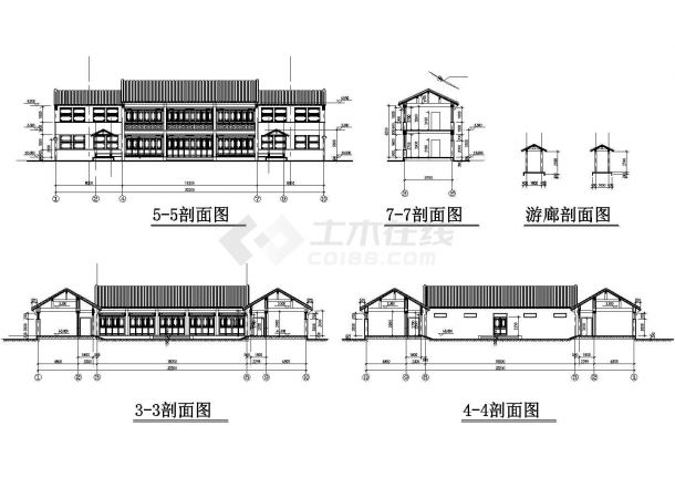 长59米宽32米二层砖混结构四合院建筑设计图