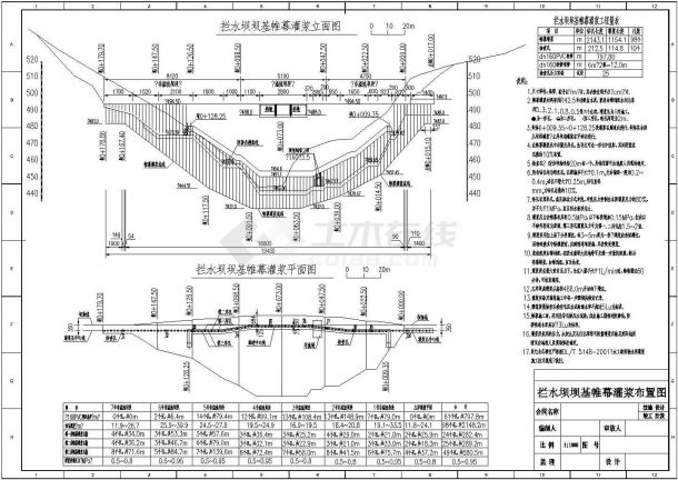 某城镇供水拦河坝工程拦水坝设计cad全套施工图56张图