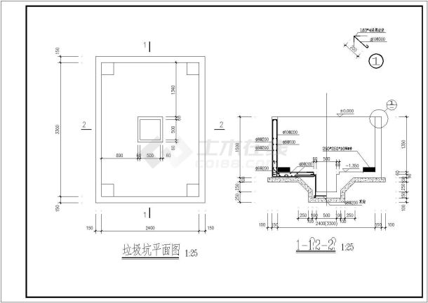 黄冈某地小型郊区垃圾中转站全套施工设计cad图纸含基础平面图