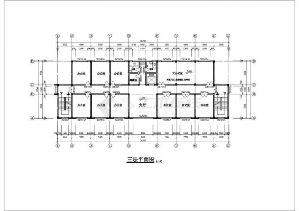 办公楼设计_厂区办公楼施工图cad图纸