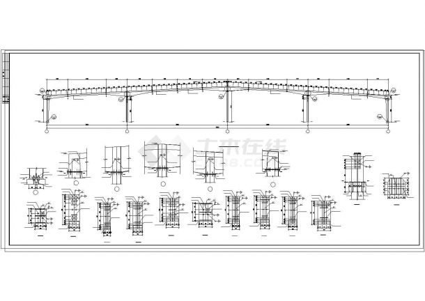 厂房设计_某大跨度多跨轻钢结构厂房设计cad施工图
