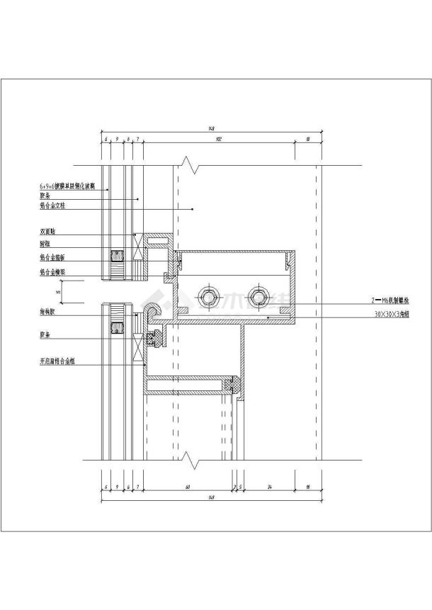 某玻璃幕墙cad构造设计节点图