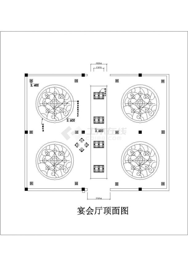 装修图餐厅宴会厅包间平面布置图cad