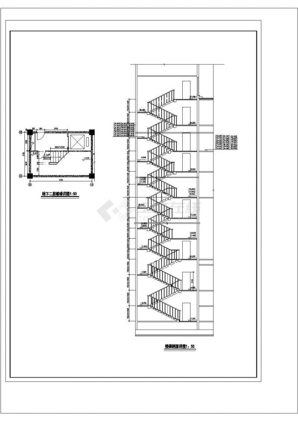 宾馆楼梯电梯建筑设计施工图