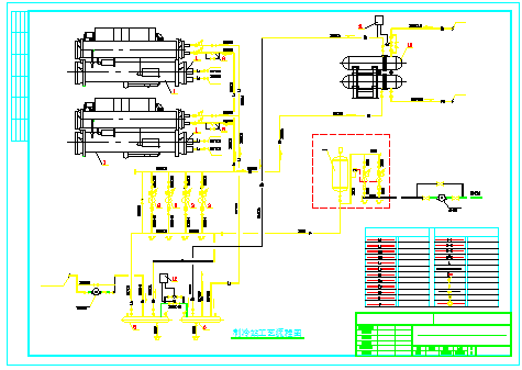 水冷螺杆机制冷机房cad设计图
