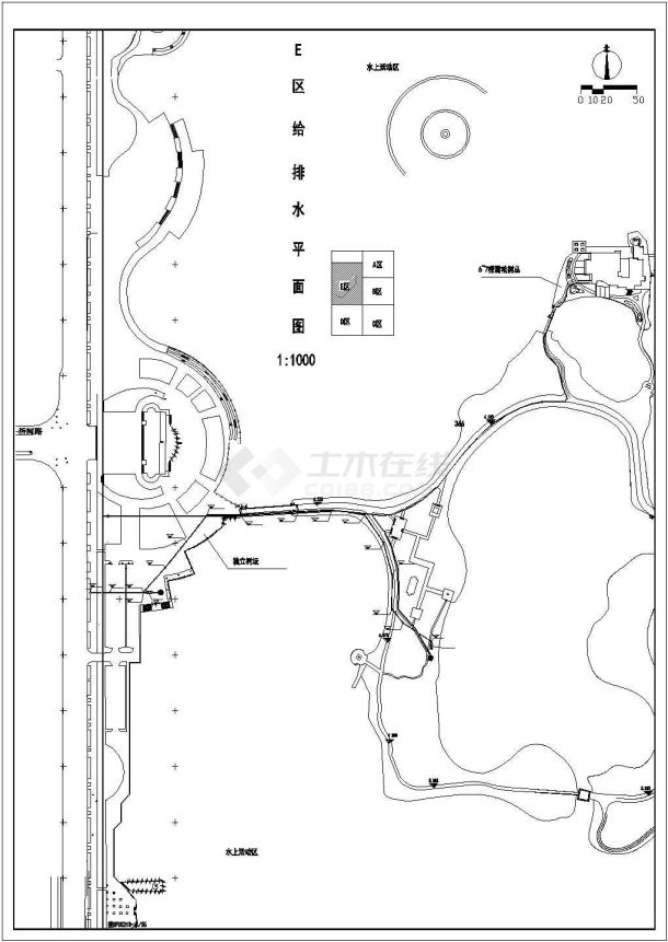 北京某公园基础设施系统配套给排水全套设计cad图纸(含水上活动区总