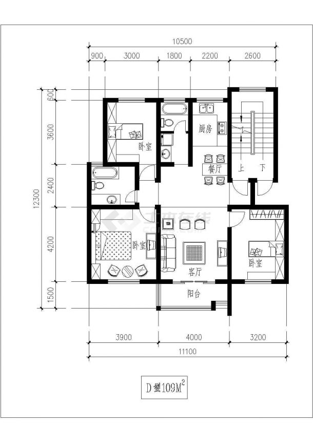 经典独户型住宅设计cad建筑平面方案图