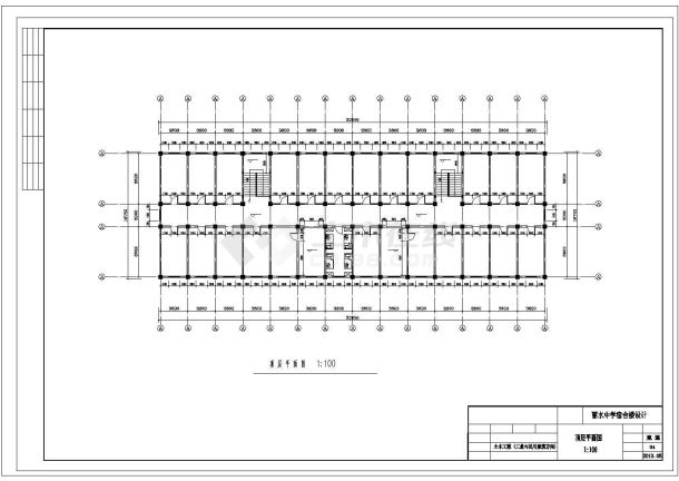 4800平米6层砖混结构学生宿舍楼建筑设计cad图纸,其中包含:各层平面图