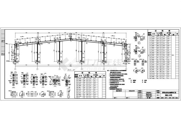 某地区32米单跨钢结构厂房建筑设计施工cad图纸