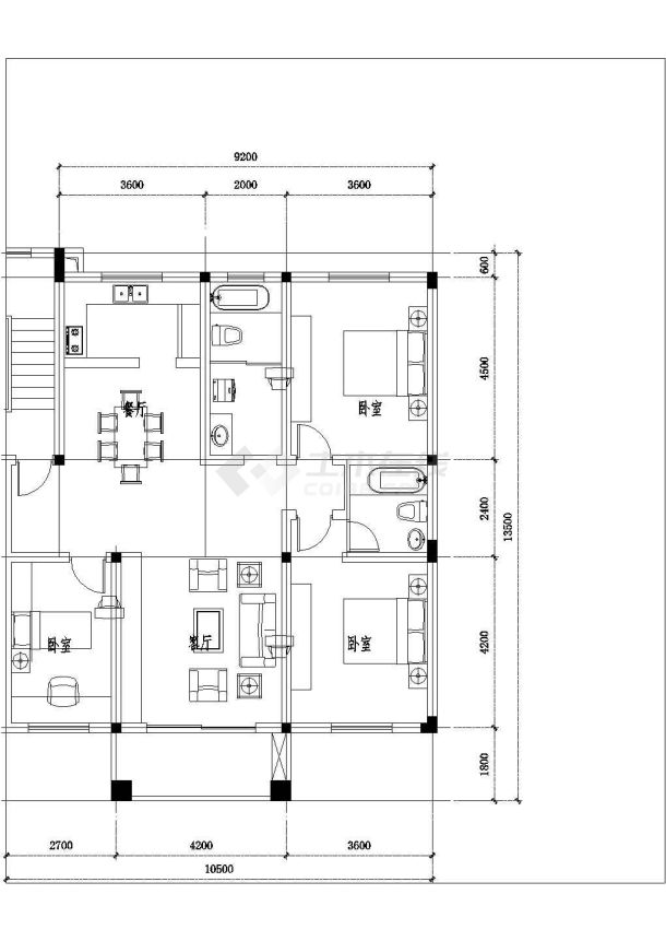 郑州按面积分类的住宅户型底商私人住宅楼设计cad详细建筑施工图