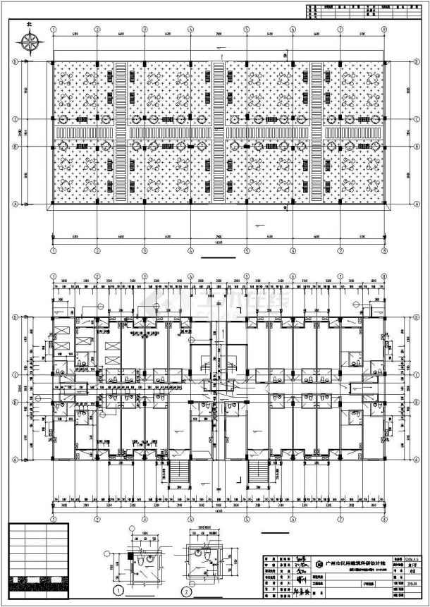 平米6层框架结构民居住宅楼建筑结构设计cad图纸,其中包含:各层平面图