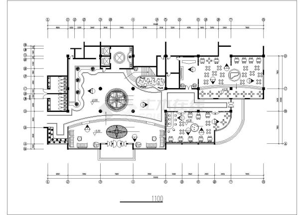 某地区西班牙风格西餐厅建筑一层方案全套设计施工cad图纸