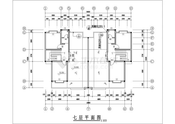 湘潭市建航花园小区7层砖混结构住宅楼建筑结构设计cad图纸