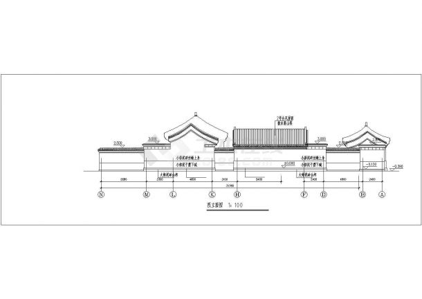 长春市某现代化村镇私人砖混结构四合院建筑设计cad图纸