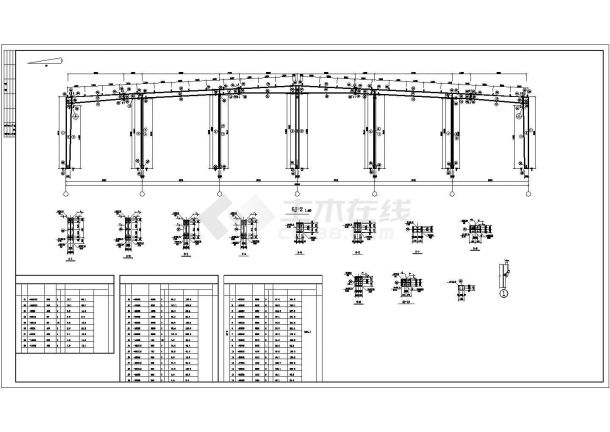 最新某双跨钢结构厂房结构设计方案cad图纸