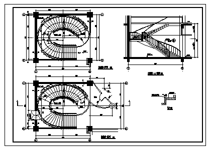 旋转楼梯设计_某二层旋转楼梯装饰施工cad图,资料内容包括一层平面图
