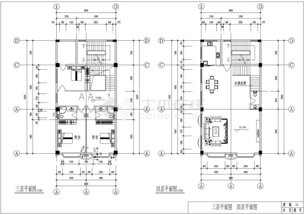 某六层框架结构农村房屋设计cad全套建筑施工图含结构设计